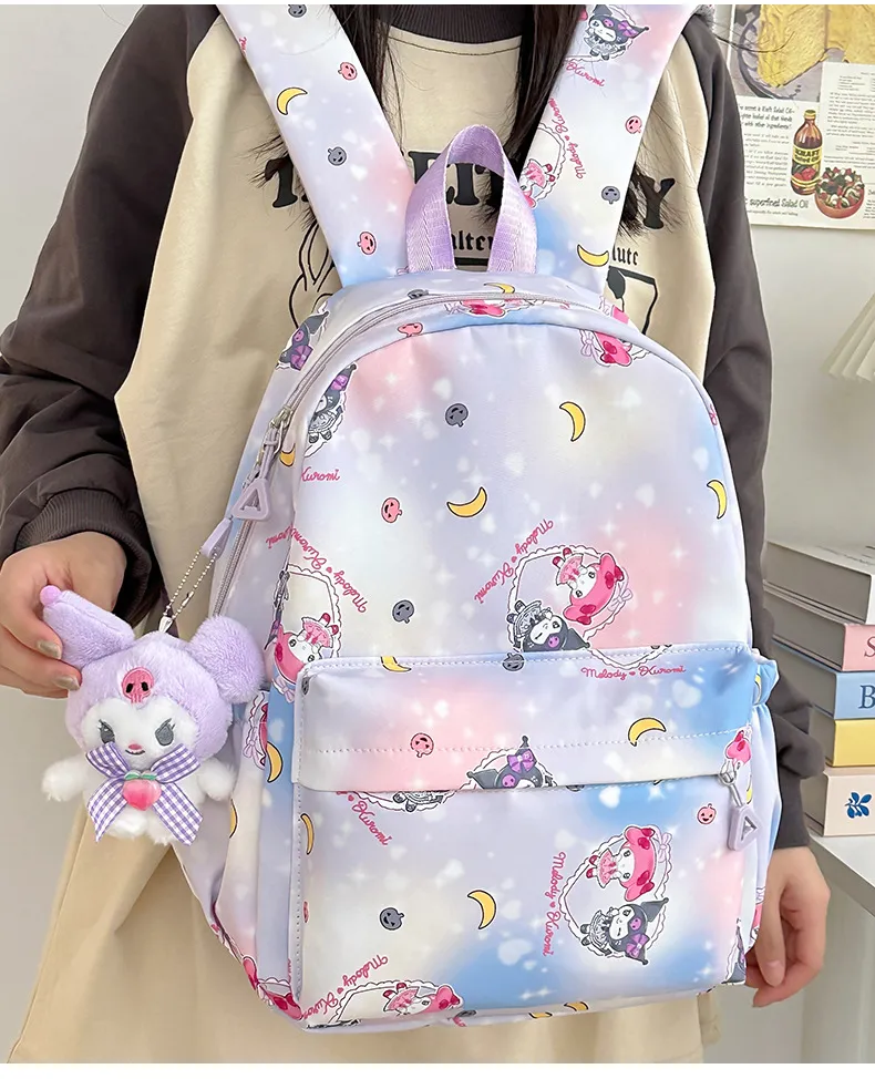 Primary School Backpack Starry Sky Large Capacity Nylon Full Print Cute New Kuromi Cartoon Creative Backpack