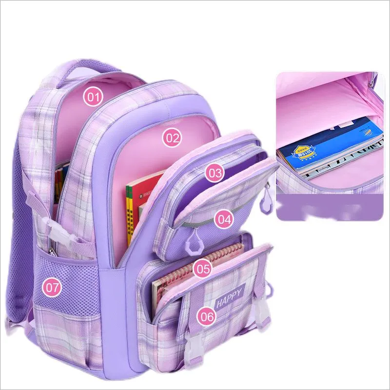 New Shoulder Protection for Girls New Spine Protection Elementary School Students Backpack