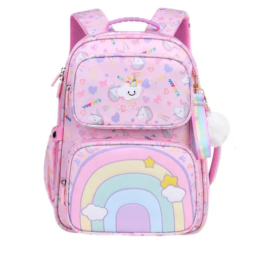 New Fashionable Cute Girls′ School Backpack for Primary School Students Backbone Protection and Load Reduction Backpack
