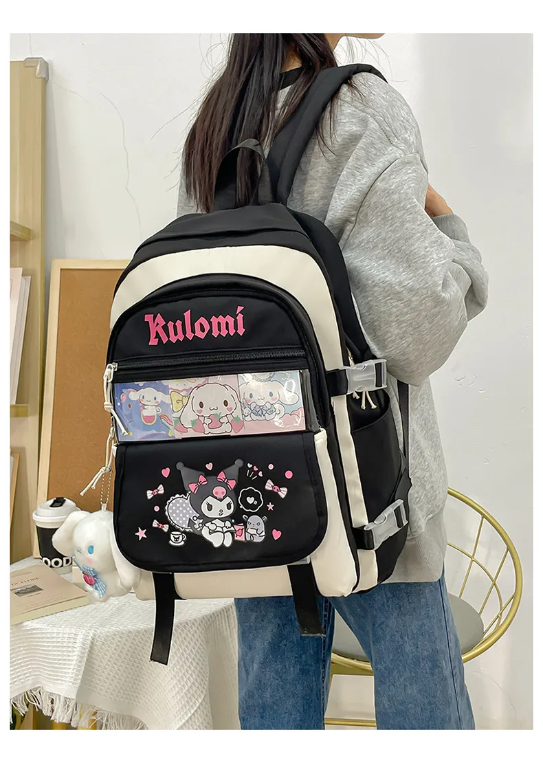 Kuromi Backpack for Girls Ins Elementary School Students Large Capacity Backpack