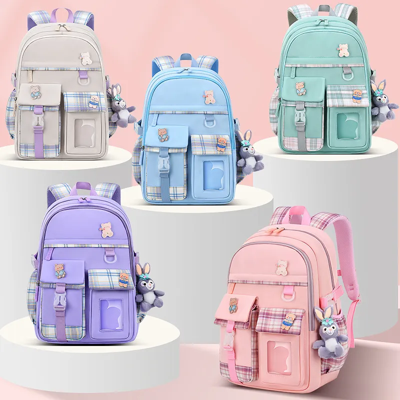 New Primary School Student School Bag Cute Girl&prime;s School Bag Lightweight Casual Backpack