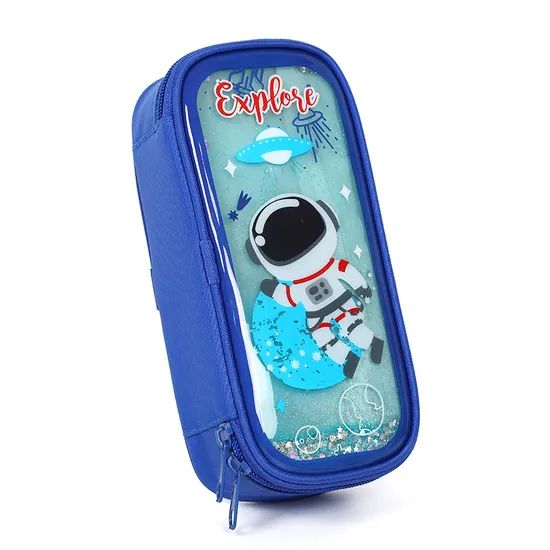 Flowing Sand Pencil Bag Students Pencil Bag Large Capacity Pen Box Cute Cartoon Pencil Pouch