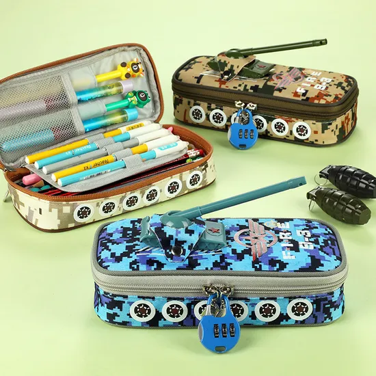 Tank Camouflage Pencil Case Elementary School Stationery Box