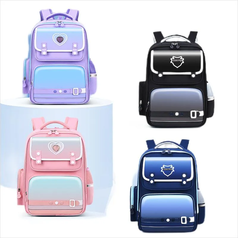 Primary School Backpack Reduces Burden PU Leather Spine Protector New Waterproof Backpack