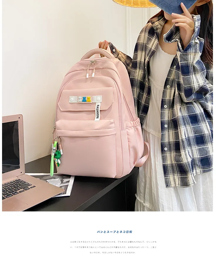 2023 New Leisure Backpack Solid Color Waterproof and Wear Resistant High School Backpack