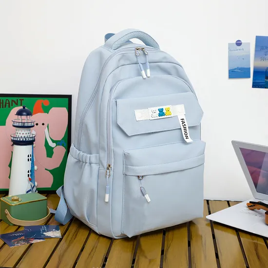 2023 New Leisure Backpack Solid Color Waterproof and Wear Resistant High School Backpack