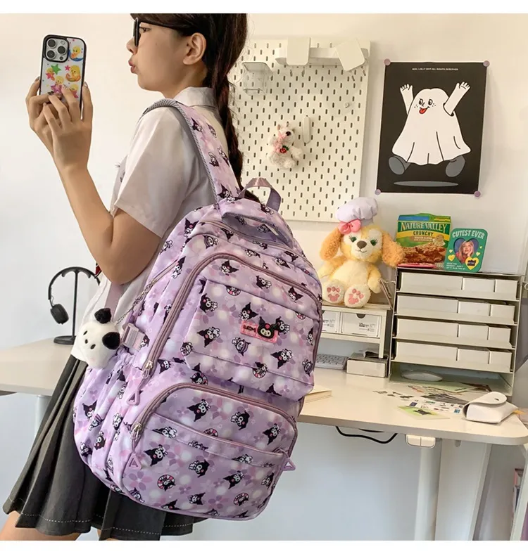 New Cartoon Backpack Nylon Cute Men&prime;s and Women&prime;s Load Reducing Large Capacity Backpack