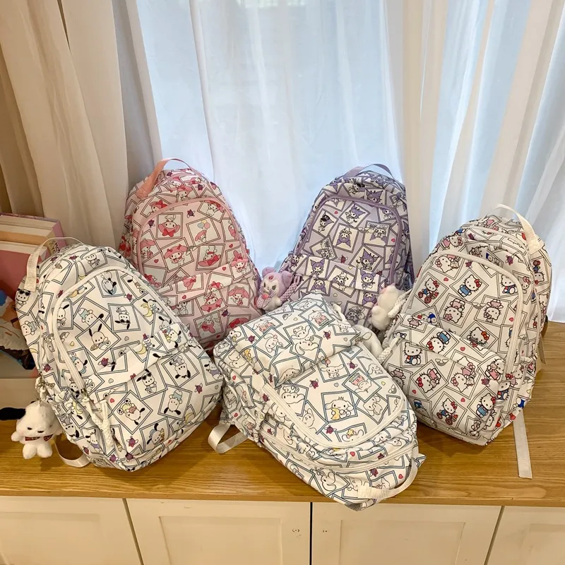 New Student Backpack Cute Large Capacity Handheld Nylon Lightweight Cartoon Backpack