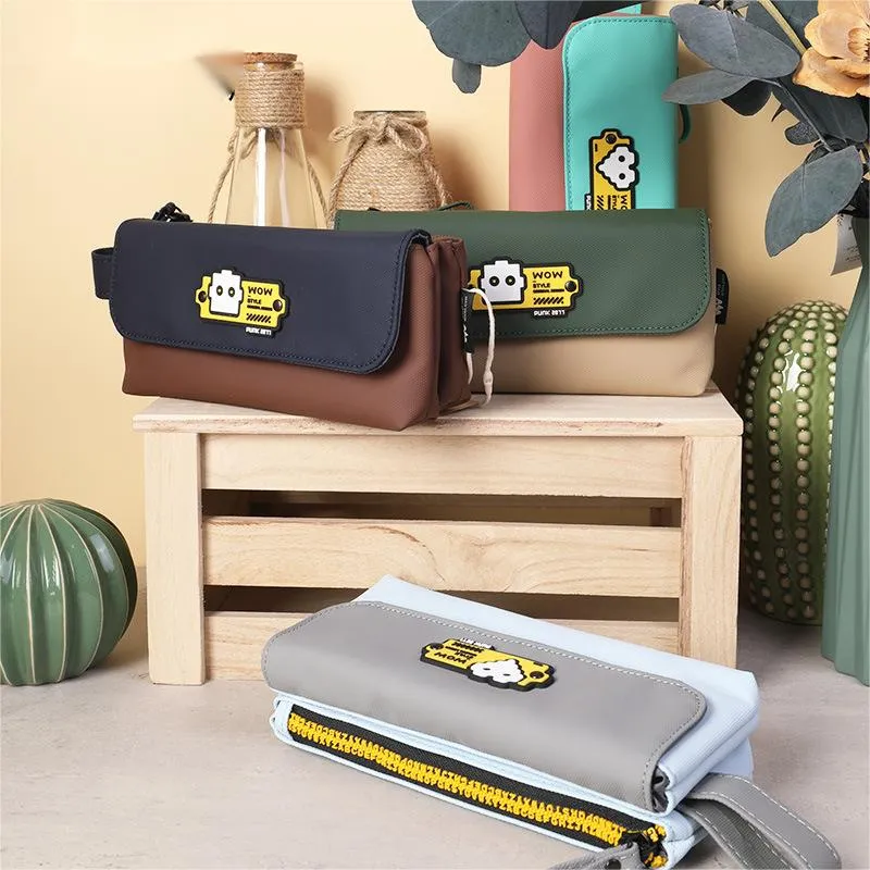 Pen Bag New Punk Stationery Bag Dirt Resistant Zipper Stationery Bag Student Pen Pencil Pouch