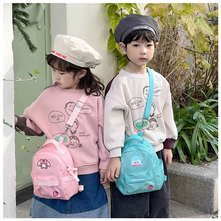 New Children&prime;s Backpack Lightweight Nylon Embroidered Bag Large Capacity Crossbody Handheld Creative Backpack