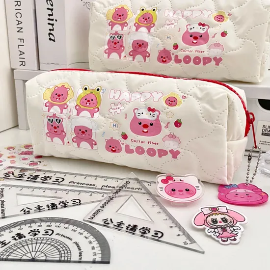 Cute Beaver Milk Bubble Pen Bag Large Capacity Stationery Storage Bag