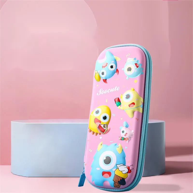 Cartoon 3D Pencil Case Primary School Student Leather Surface Stationery Box