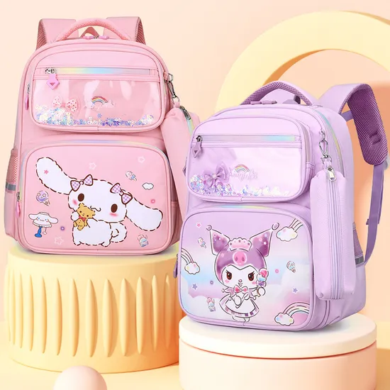 Elementary School Cartoon Fresh Backpack for Stress Relief and Spine Protection Backpack with Multiple Compartments and Large Capacity Backpack