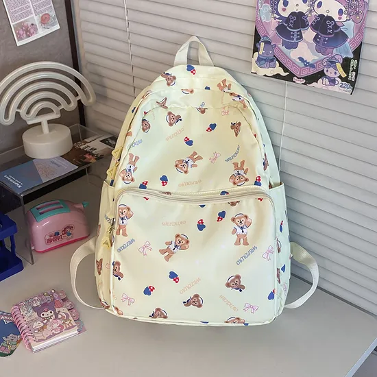 New Student Cute Backpack Nylon Cartoon Large Capacity Multi Color Lightweight Backpack