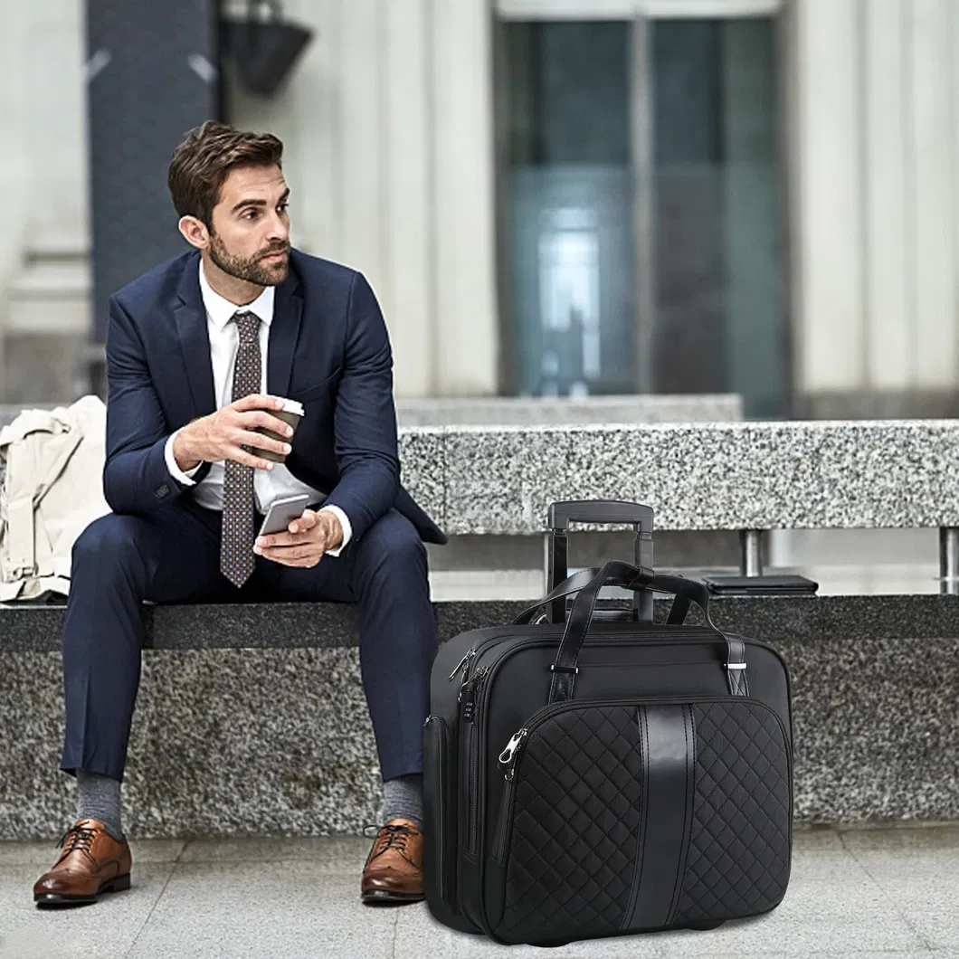 Oxford Rolling Laptop Bag Premium Wheeled Briefcase Fits up to 17.3 Inch Laptop Overnight Roller Case