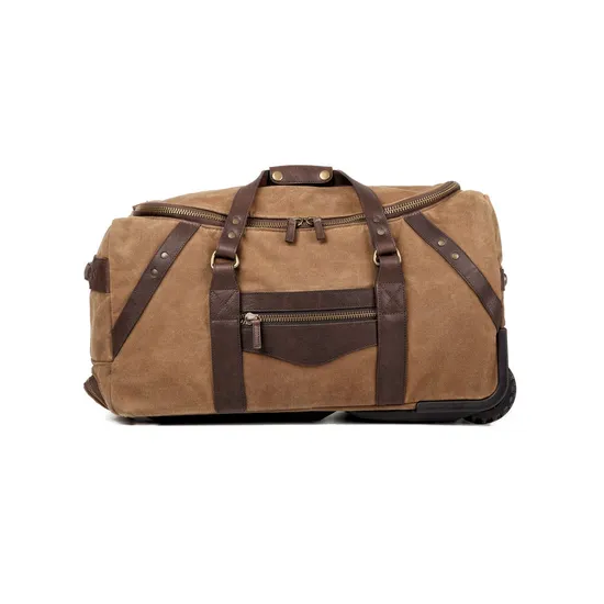 2024 Factory Customized Canvas Weekender Trolley Bag Overnight Bag Canvas Trolley Duffle Bag