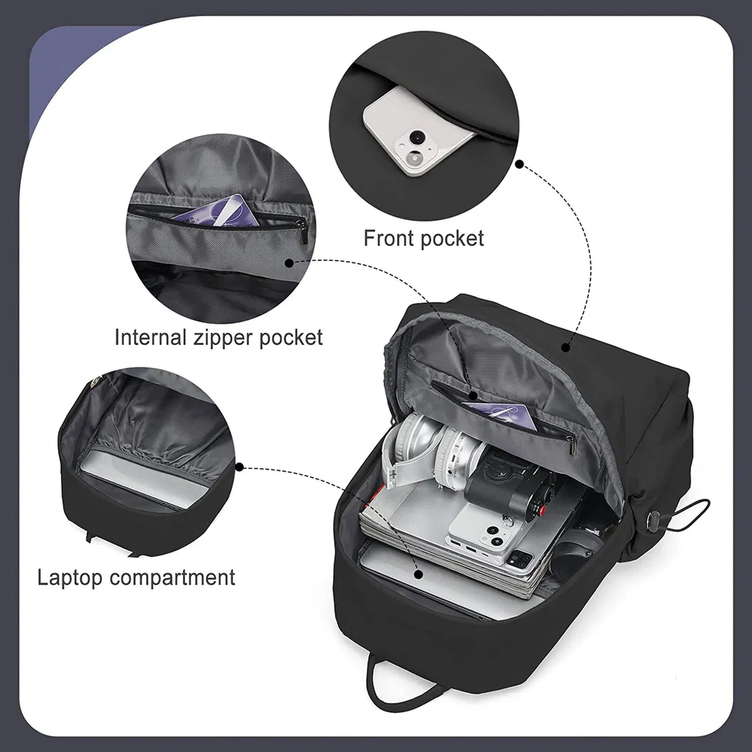 Popular High Quality Business Waterproof Large Capacity Black Simple Laptop Student Backpack