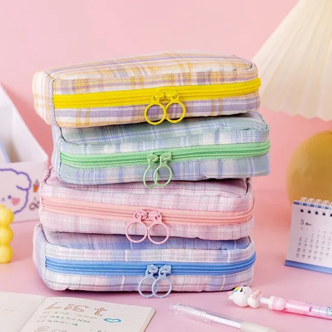 Big Capacity Fashion Cute School Student Multifunction Blank Canvas Pencil Case