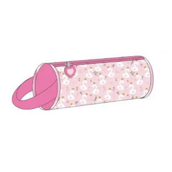 Large Capacity 19′′ 300d Polyester Flamingo Pattern School Wheel Trolley Bag with Pencil Case Lunch Bag 4 Wheel Trolley Backpack