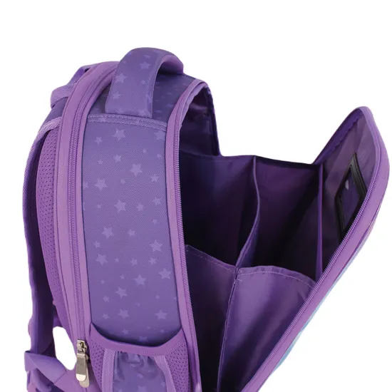 Independently Designed Cute Cat Purple School Backpack 600d High Quality Children School Bags