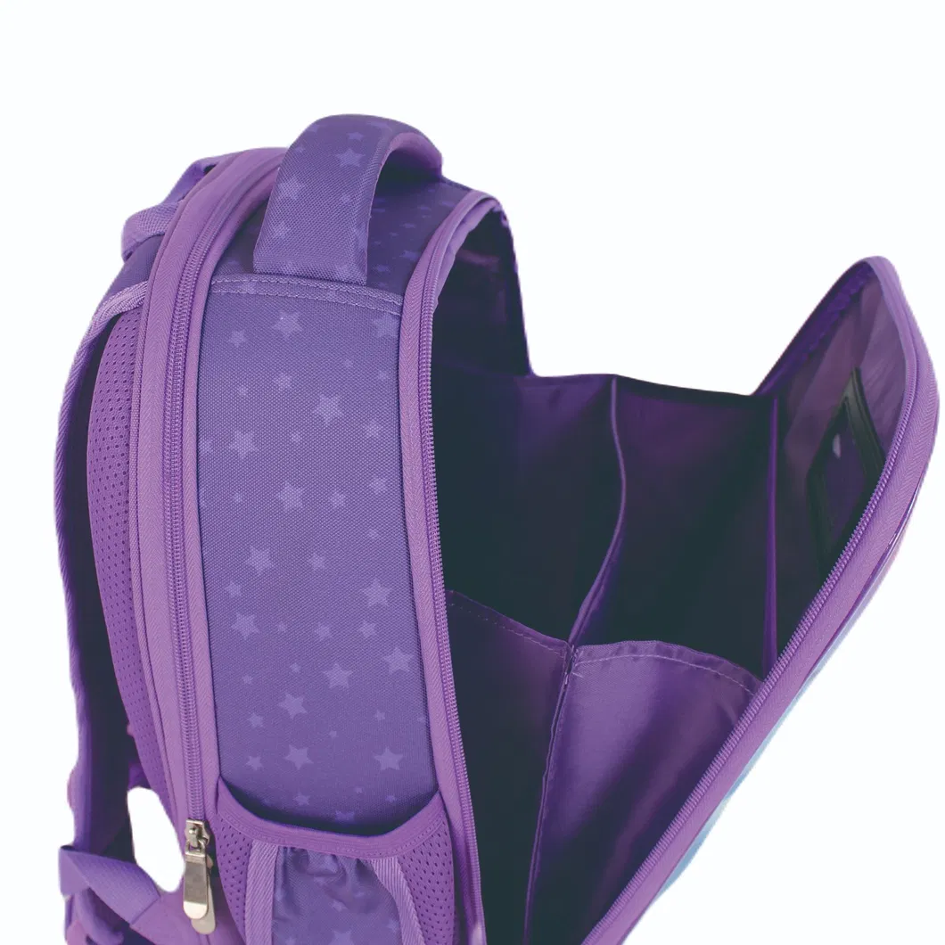 Independently Designed Cute Cat Purple School Backpack 600d High Quality Children School Bags