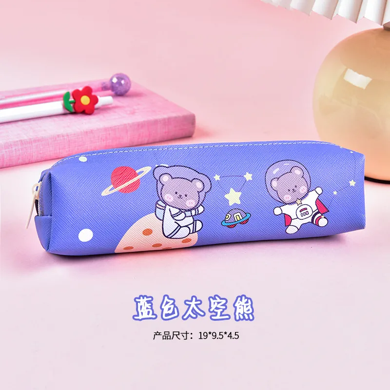 Cartoon Cute School Stationery Bag Kawaii Leather Pencil Pouch for Kids