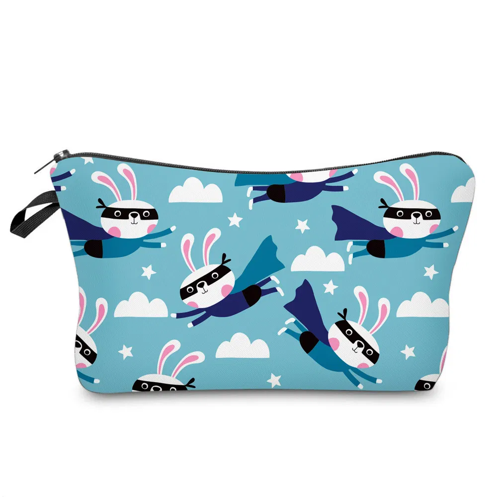 Cartoon Cute Bunny School Pencil Bag Zipper Makeup Cosmetic Pouch Waterproof
