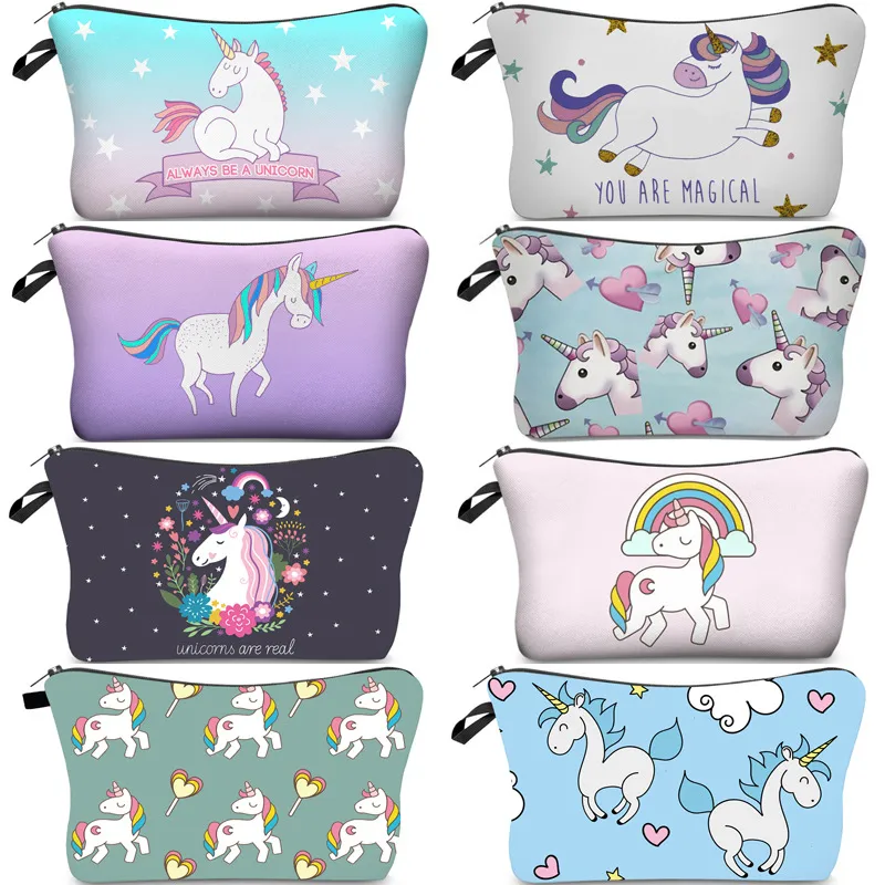 Cartoon Cute Unicorn Kids Pencil Pouch Large Cosmetic Makeup Bag for Girls