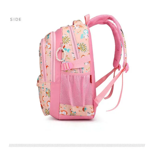 Simggle Backpack Primary Secondary Students Waterproof School Bag Cute Cartoon Printed Backpacks for Girls