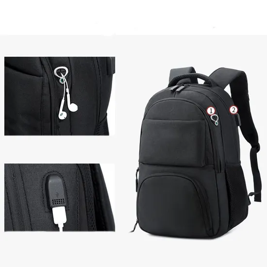 Custom Logo Multifunction Anti-Theft USB Business Laptop Backpacks with Earjack
