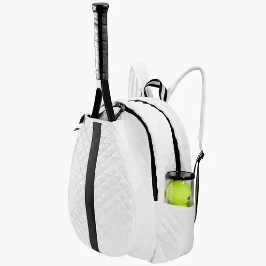 Customized PU Waterproof Pickleball Bag for Outdoor Sports Training, Large Capacity White Portable Tennis Bag