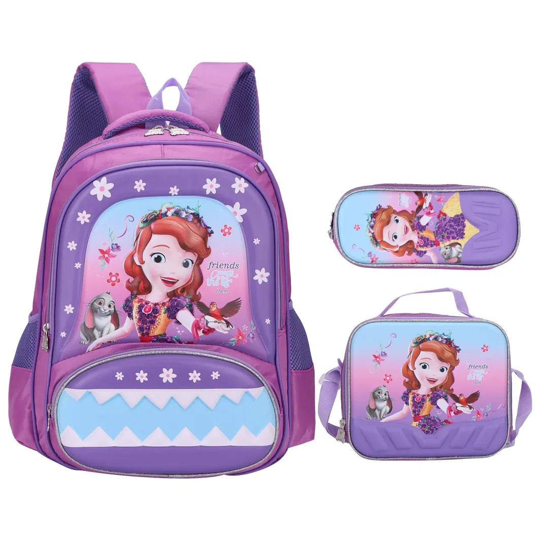 3D Cartoon Character 16 Inch 3PCS School Bag Set Kids with Pencil Case and Lunch Bag Wholesale School Bags for Primary Student