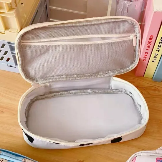 Cute Cartoon Canvas Stationery Storage Bags Student Large Capacity Pencil Case