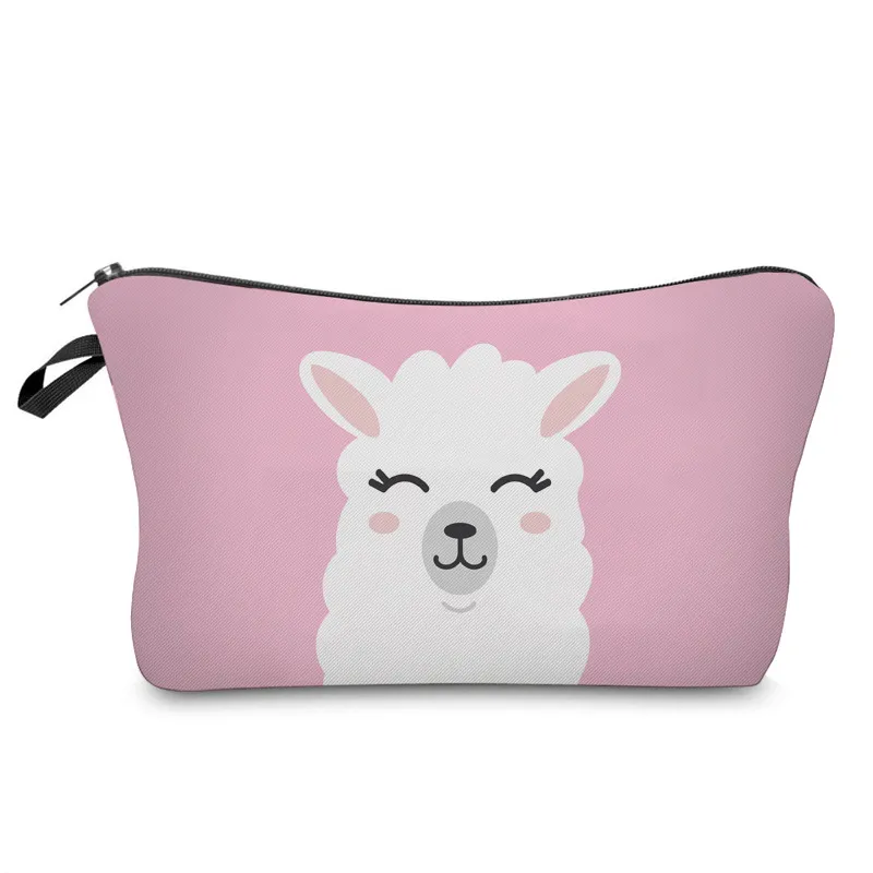 Customized Cartoon Cute Alpaca School Pencil Pouch Cosmetic Make up Travel Bag