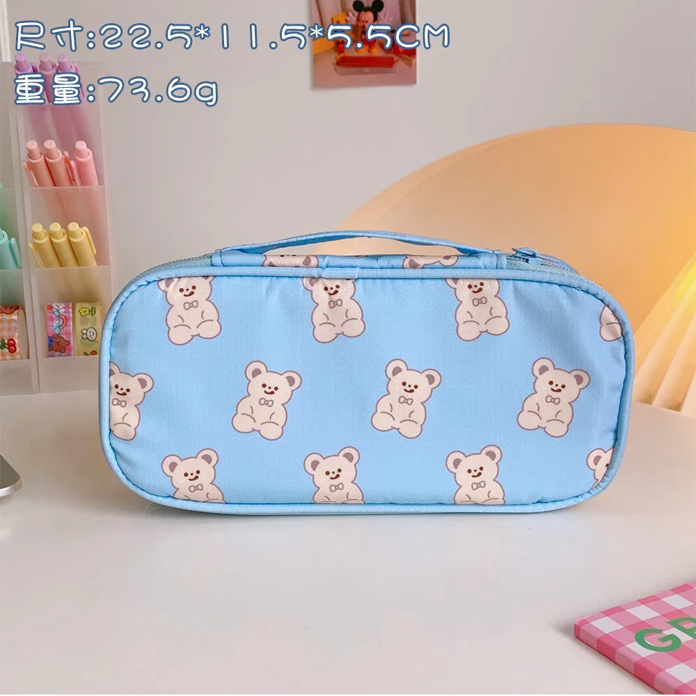 Cute Cartoon Canvas Stationery Storage Bags Student Large Capacity Pencil Case