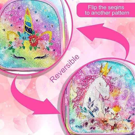 Custom Logo Unicorn Cartoon Sequin Schoolbag Girl Pink School Backpack Kids Cute School Bag for Girls