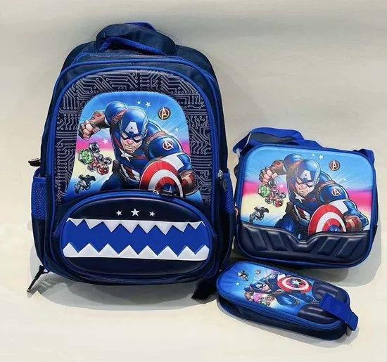 3D Cartoon Character 16 Inch 3PCS School Bag Set Kids with Pencil Case and Lunch Bag Wholesale School Bags for Primary Student