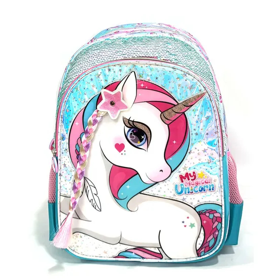 Custom Cartoon Unicorn Girls Kids School Bag Set with Lunch Box and Water Bottle