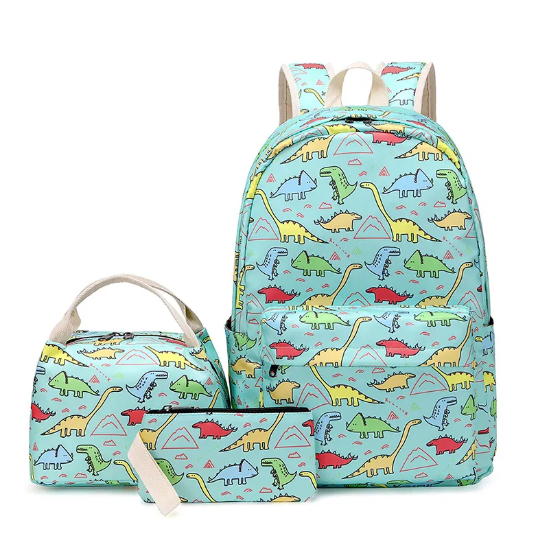 Pink Girls Dinosaur School Bag Set Blue Boy&prime;s Children Bookbag Teens Primary High School Backpack with Lunch Bag Pencil Case