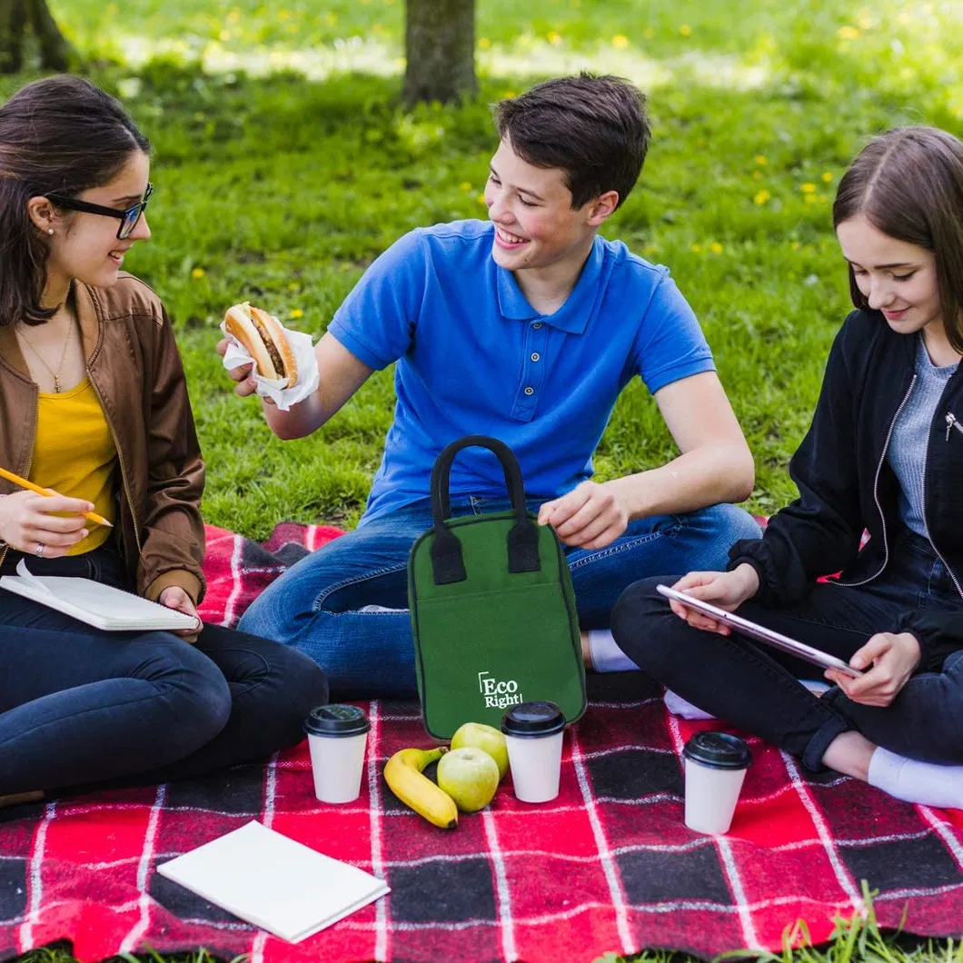Hand Printed Canvas Lunch Cooler Bag Insulation Cold Storage Picnic Bag Can Be Customized with Logo
