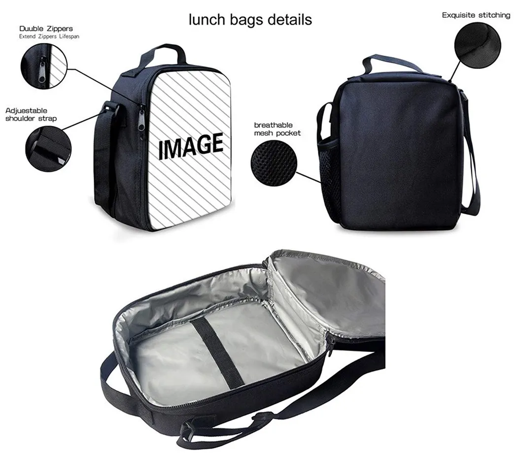 3PCS Children Match School Bags Dinosaur Cartoon Printing School Bag and Lunch Bag Set