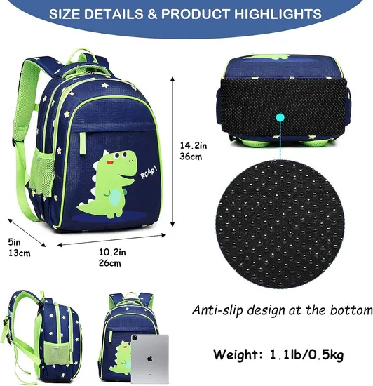 Factory Direct Sales Children School Bags Dinosaur Pattern Toddler Kids Backpack Colorful Children Schoolbag for Boys