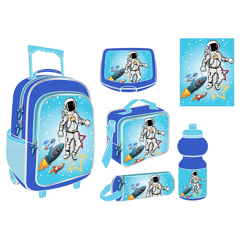 Custom 5 PCS Set Waterproof Backpack Girl Daily Fashion Kids Character School Trolley Bags