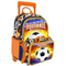 Custom 3 Pieces Sets Football Pattern Kids Boys School Trolley Bag Backpack with Wheels
