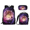 Book Bag for High School Starry with Animal Pattern Print School Bags with Lunch Box Kids School Lunch Bags 3PCS Set