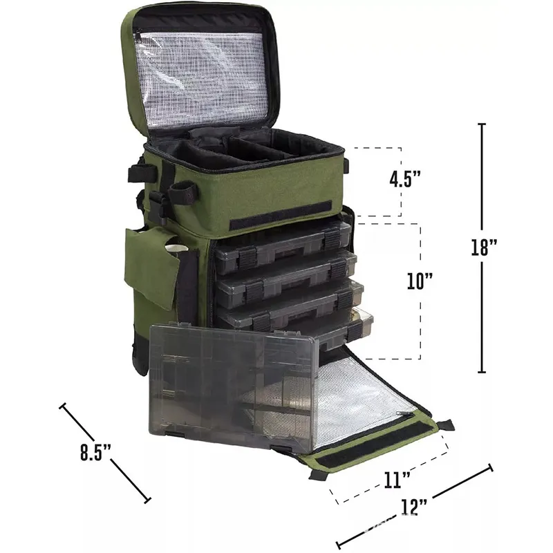 Customized Fishing Gear Pull Rod Support Bait Box Storage Tool Bag Multifunctional Sea Fishing Gear Trolley Bag