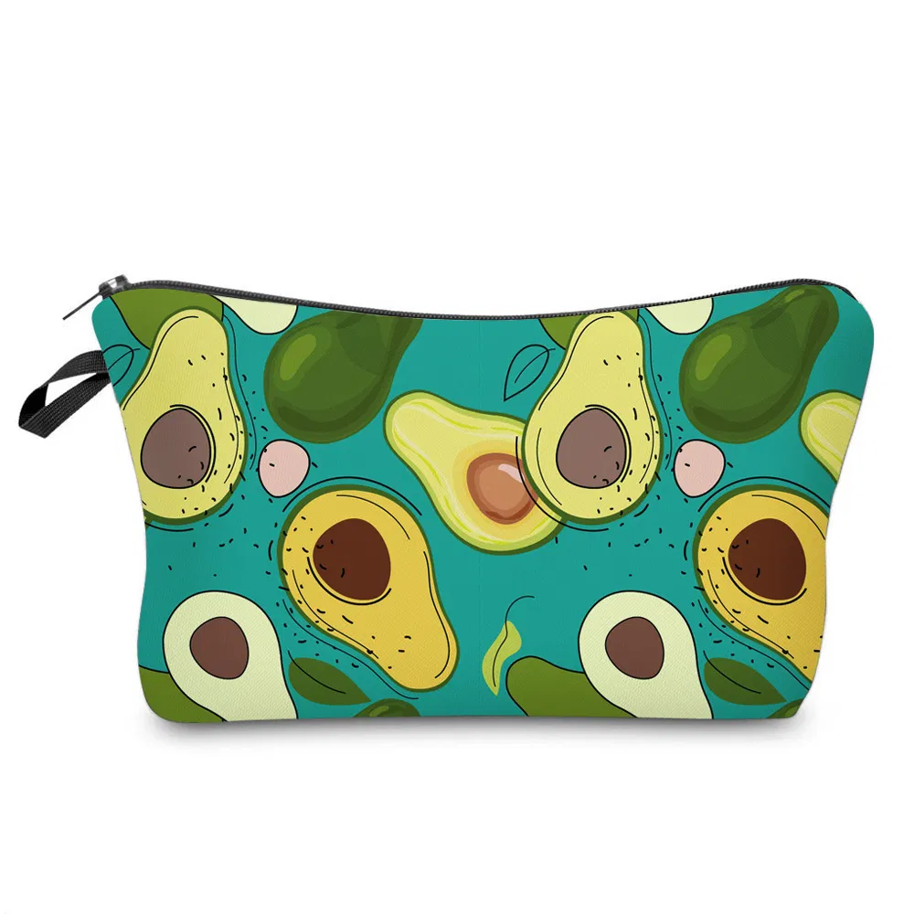 Large Capacity Cartoon Cute Avocado Pencil Pouch Make up Cosmetic Bag for Girls