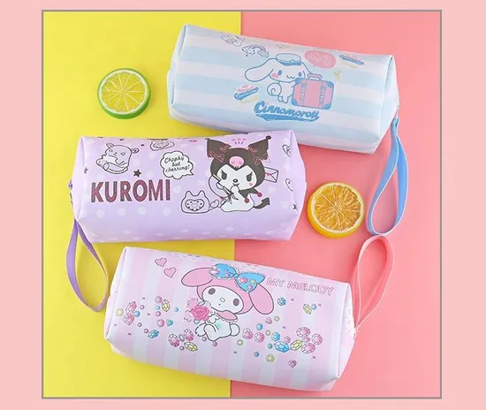 School Cartoon Cute Kawaii Large Capacity PU Leather Pencil Bag for Girls