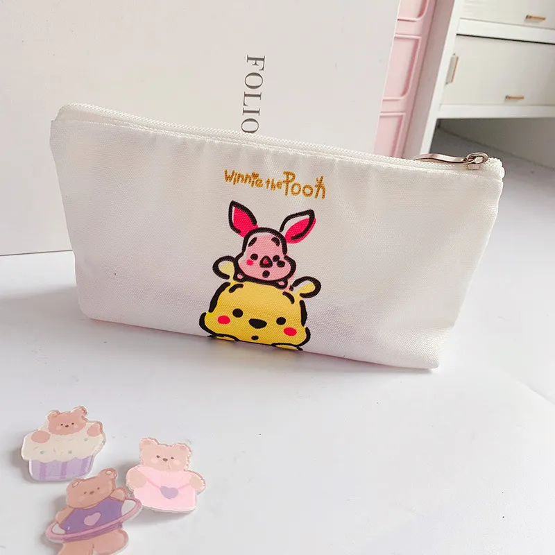 School Kids Stationery Storage Zipper Pouch Kawaii Anime Canvas Pencil Bag
