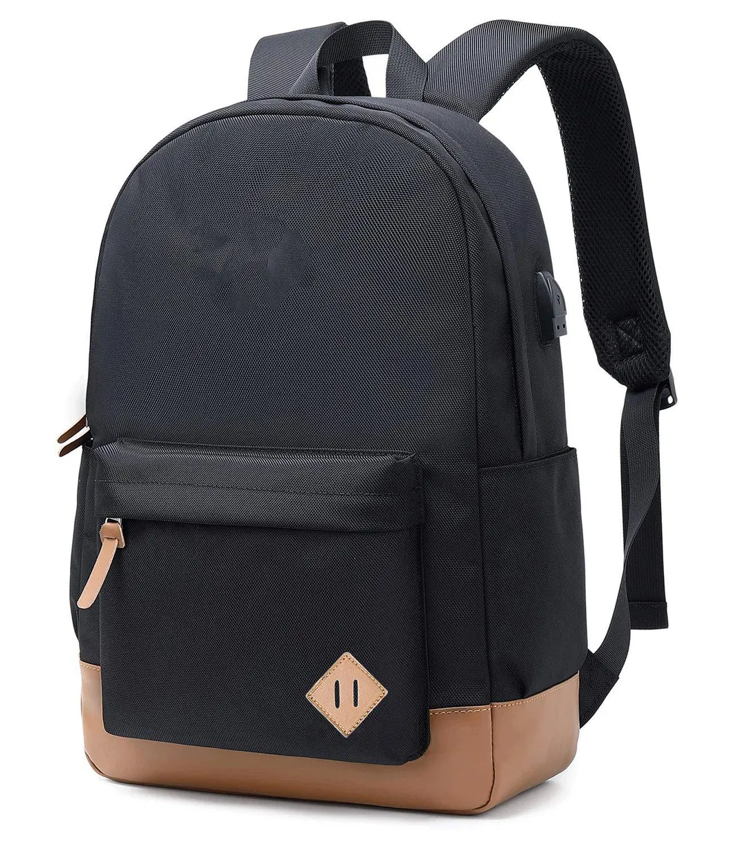 Classical Basic Travel Backpack Student College Men Water Resistant Laptop School Bag Bookbag with USB Charging